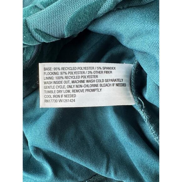 Wild Fable Green Velvet Floral Flocked Off Shoulder Long Sleeve Ruched Top Small - Picture 8 of 8